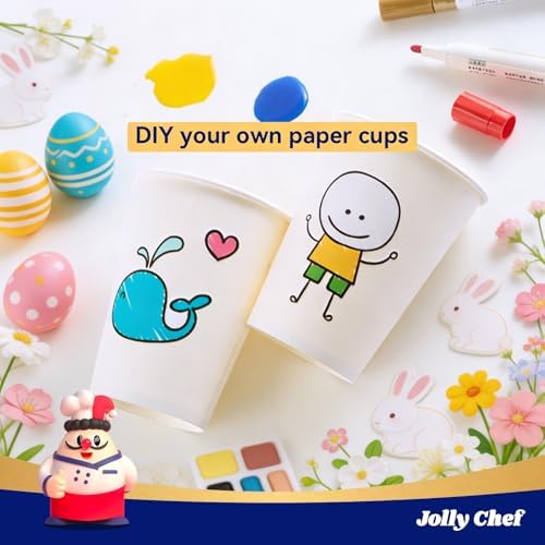 JOLLY CHEF 300 Pack Disposable Paper Coffee Cups 12 oz White Hot Paper Cups - Image 4