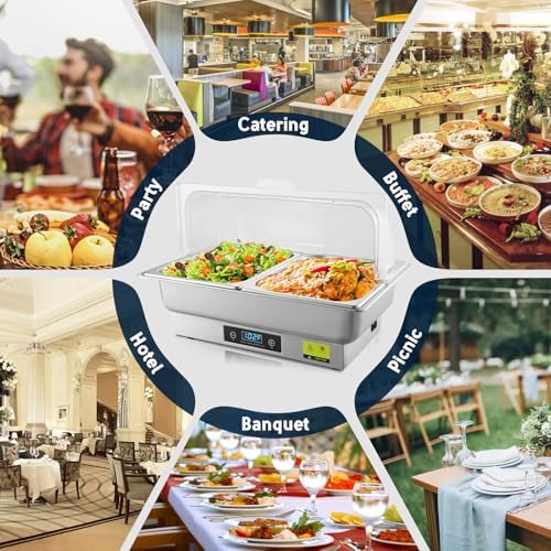 Electric Chafing Dish Buffet Server Set with Button Panel Control - Image 7