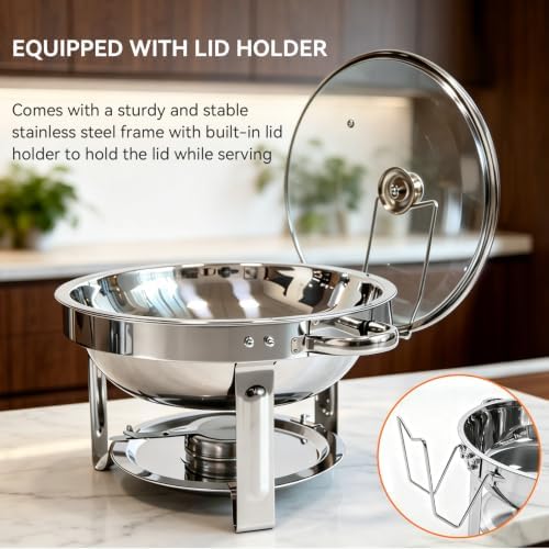 6QT Chafing Dish for Buffet, Food Warmers for Parties with Glass Lid, 4Pack - Image 6