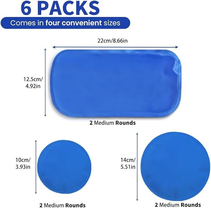 Reusable Hot and Cold Gel Ice Packs for Injuries - Gel Cold Packs for Injuries - Ice Packs Keep Food Fresh - Multiple Shapes and Sizes 6 Variety Pack