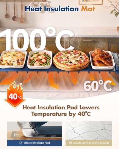 Warming Mat for Food 43x12,Heat Resistant Pad,Child Lock,600W Fast Heating - Image 2