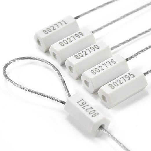Tamper Proof Security Cable Tags for Truck Trailer Pull-Tite Metal Shipping Seals Numbered Padlock Seals for Container(Pack of 500 pcs, White)