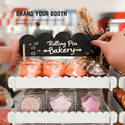 HOTCAN Wooden Cookie Display Stand with Chalkboard Sign for Bakers, Vendors, Craft Fairs | Pastry Display for Market Booths & Events | 4 Tiered Cookie Display for Muffins, Cakes, and Pastries (White) - Image 2