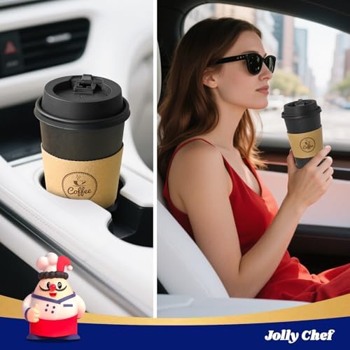 20 oz Black Paper Coffee Cups with Lids, Sleeves and Stirrers 100 Count - Image 6