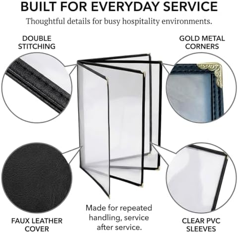 Menu Covers 8.5 x 11 Inch, 2 Pack 4 Page 8 View Clear Menu Holder Sleeve - Image 5