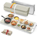 FYY Extra Large Warming Mat for Food with Heat Resistant Pad, Prevent Countertop Cracks, Keep Meal Warm, Rapid and Full Surface Heating, 6 Temp Settings, 6H Timer, Rollable Portable Food Warmer Khaki by FYY