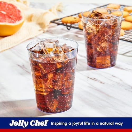 JOLLY CHEF 10 oz Blue Plastic Cups, Disposable Cups Tumblers 100 Pack - Image 3