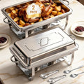 Chafing Dishes for Buffet, 2 Pack 9QT Stainless Steel Rectangular Buffet Servers and Warmers, Buffet Warmer Set with 2 Serving Tongs&Spoons, Food Warmers for Parties, Weddings, Catering Events by Unknown