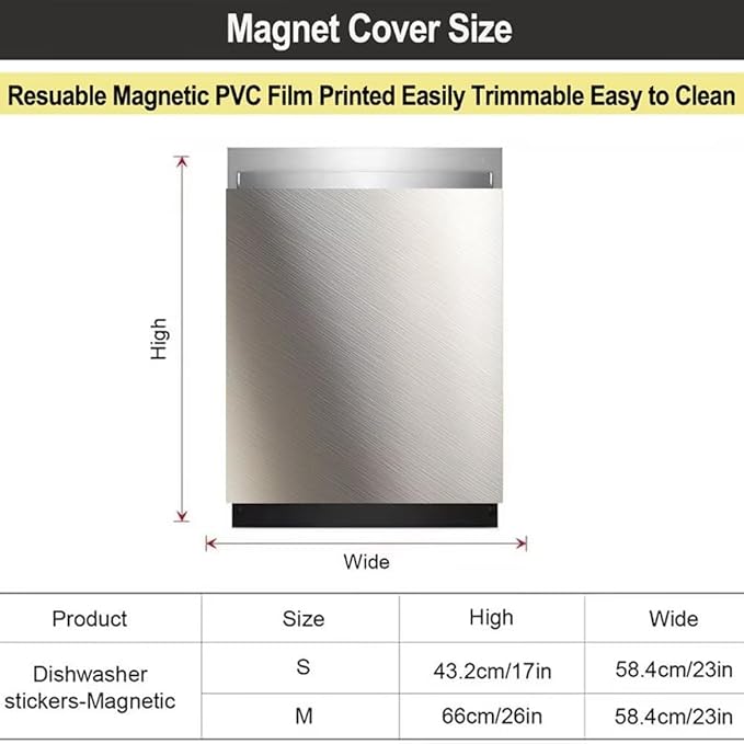 Brushed White Stainless Steel Dishwasher Magnet Cover, Magnetic Dishwasher Cover Front Door Panel Decal Kitchen Decor, Home Appliance Sticker Dishwasher Covers, 23"x 26"