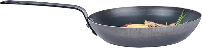 Restaurantware-Met Lux 8 Inch Fry Pan, 1 Lightweight Frying Pan - Induction-Ready, Triple-Riveted, Black Carbon Steel Cooking Skillet, Durable, For Searing, Sauteing, And Browning Food
