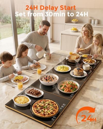 Warming Trays For Buffets Party,4-In-1 47"×16"Independent Temp Control Food Warmers For Parties Buffet,8 Precise Temps&24H Timer Warming Mat For Food,Modular Food Warming Mat Catering Gatherings - Image 2