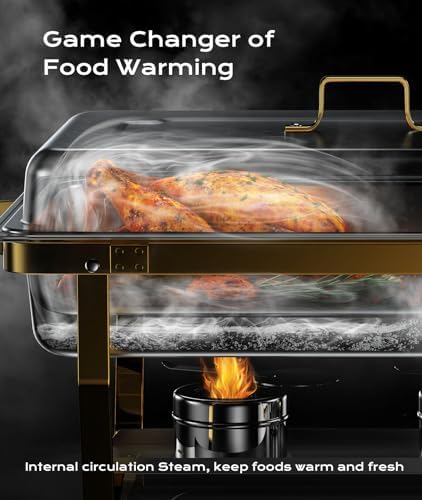 Chafing Dishes for Buffet 4 Pack, 9QT [Elegant Gold and Silver Colors] Food Warmers for Parties Buffet [Sturdy and High Grade] Chafing Dish Buffet Set for Any Party with Complete Set - Image 3