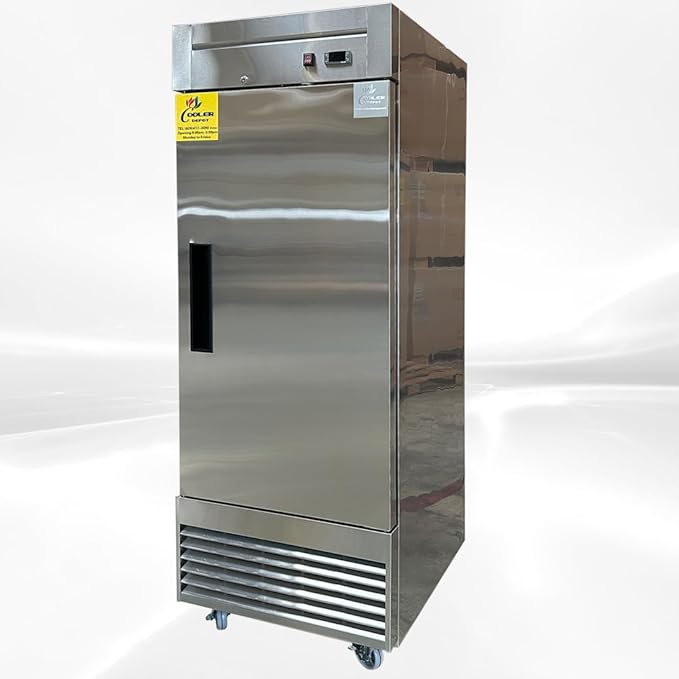 Commercial Refrigerator 1-Door Solid Upright Reach in Stainless Steel NSF 27" Width, Capacity 17.2 Cuft, Bottom Mounted Restaurant Quality Kitchen Cooler Fridge AKR-06881, NSF Certified