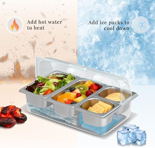 Countertop Food Serving Display Container, Cold Food Buffet Server, Salad Bar Buffet Station for Home & Cold Serving Trays for Parties, Restaurant or Kitchen(6 Pans 2 Sizes) - Image 2