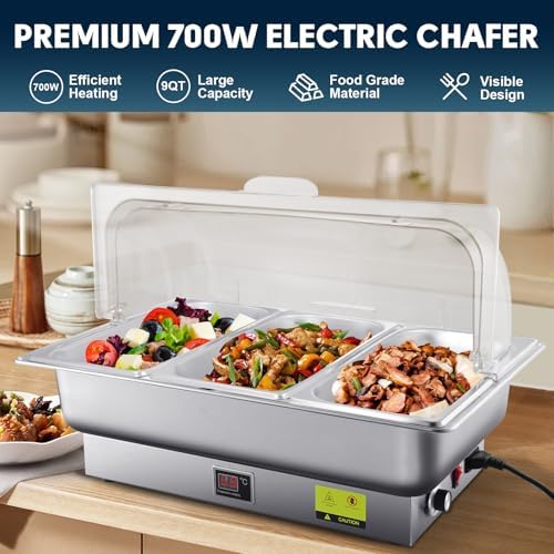 3 x 3QT Electric Chafing Dish with Knob Temperature Control - Image 2