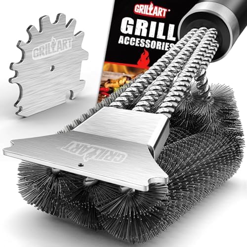 GRILLART Grill Brush and Universal Fit Scrapers, 18" BBQ Wire Cleaning Kit by GRILLART
