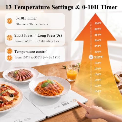 FYY Electric Warming Tray - 2-Panel Food Warmers for Parties Buffet Marble - Image 4