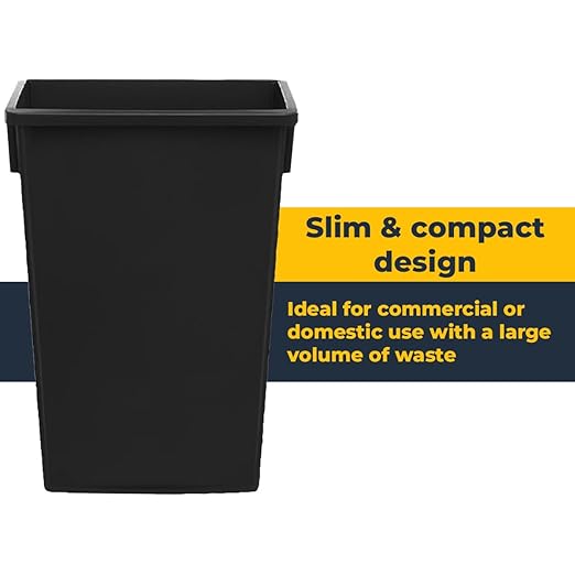 3 Pack 23 Gallon Waste Bin, Heavy-Duty Trash Can, Slim Rectangular Garbage Bin, Durable Waste Container, Recycling Bin, Plastic Wastebasket for Kitchen, Garage, Hotels, Restaurants, Office