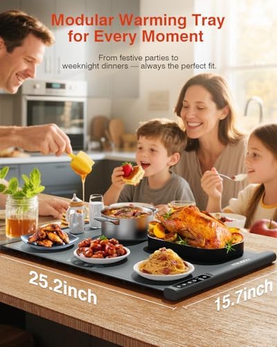 iTRUSOU Food Warming Mat 25.2x16 – Extendable Roll-Up Electric Warming Tray with 7 Temp Settings, 99H Timer, Switchable℃/℉, Interlocking Expansion Design, Ideal for Buffet Parties Chafing Dishes - Image 6