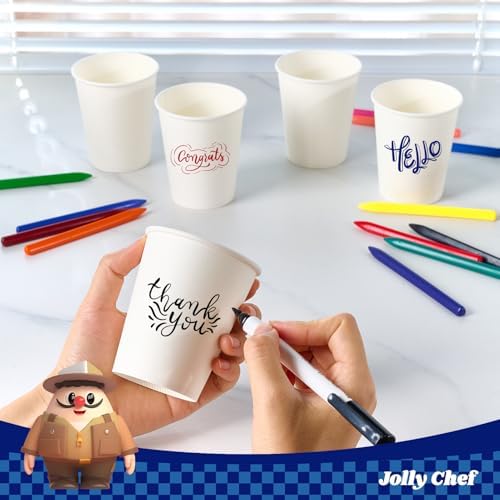 JOLLY CHEF 8 oz Paper Coffee Cups, White Beverages 400 Pack Drinking Cups - Image 6