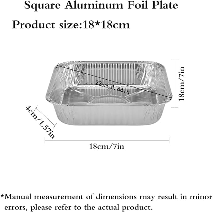 Non-Stick Disposable Air Fryer Aluminum Foil Liners Square 50PCS, Oil-Proof Aluminum Foil Tin Box Also for Steamer Basket Instant Pot Oven & Grill (7 * 7 Inch-Square)