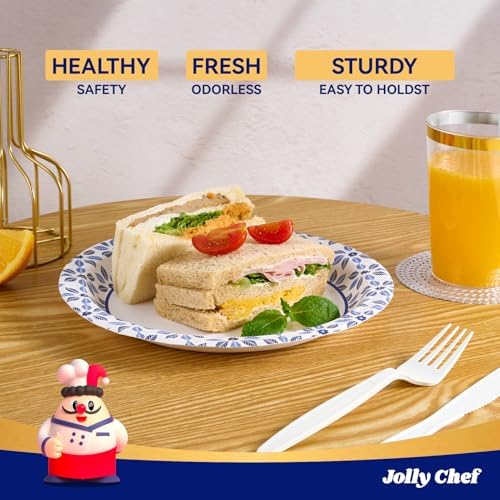 JOLLY CHEF 10 inch Disposable Paper Plates 500 Count - Image 3