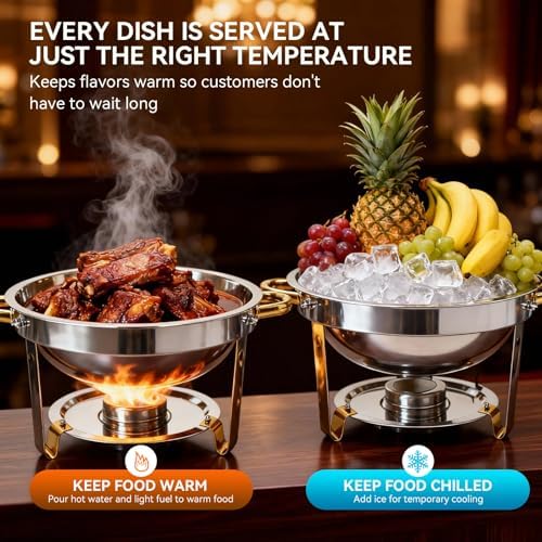 6QT Chafing Dishes Buffet, Food Warmers for Parties with Glass Lid, 4 Pack - Image 3