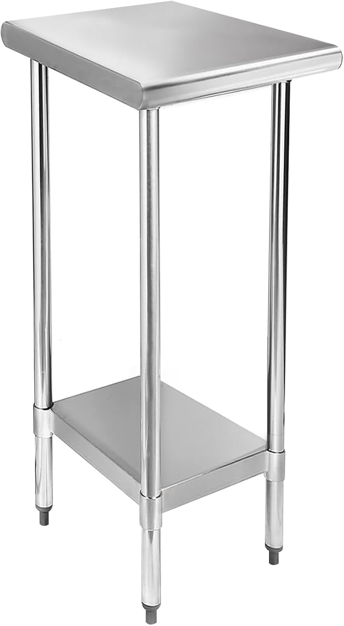 STABLEINK NSF Stainless Steel Table, 24 x 12 Inches Small Metal Prep & Work Table with Adjustable Undershelf, for Commercial Kitchen, Restaurant, Hotel and Garage