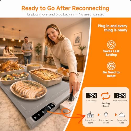 FEPPO Warming Mat for Food, 36"x16" Electric Food Warming Mat 500W - Image 4