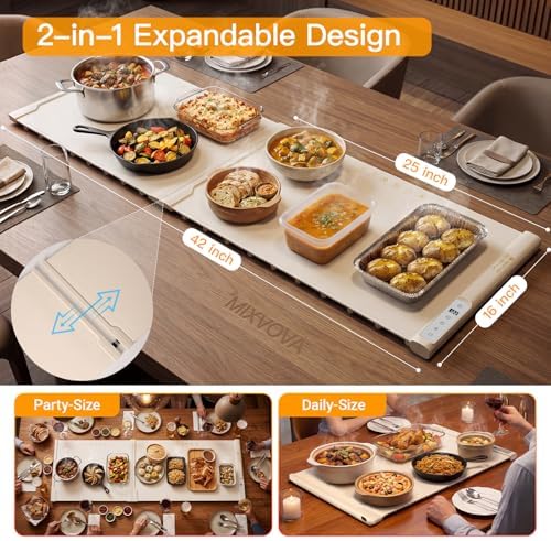 Warming Mat for Food Extra Large,42"X16",2 Panels Food Warmers for Parties - Image 2