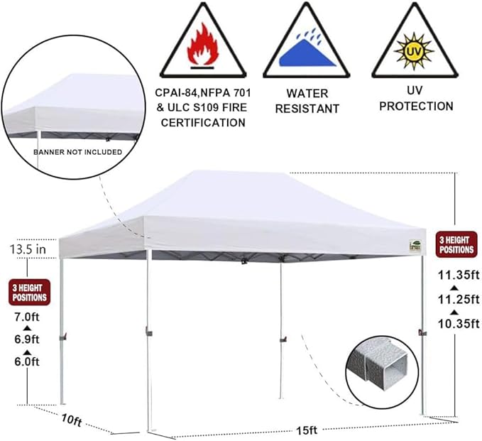 Eurmax USA 10'x15' Pop Up Canopy Tent Commercial Instant Canopies with Heavy Duty Roller Bag,Bonus 4 Sand Weights Bags (Kelly Green)