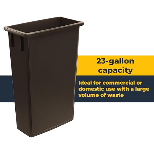 3 pack 23 Gallon Waste Bin with Lid & Dolly, Heavy-Duty Trash Can, Slim Rectangular Garbage Bin, Durable Waste Container, Recycling Bin, Plastic Wastebasket for Kitchen, Garage, Restaurants, Office