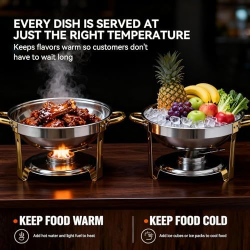 6QT Round Chafing Dishes for Buffet -4 Pack Food Warmers for Parties - Image 4