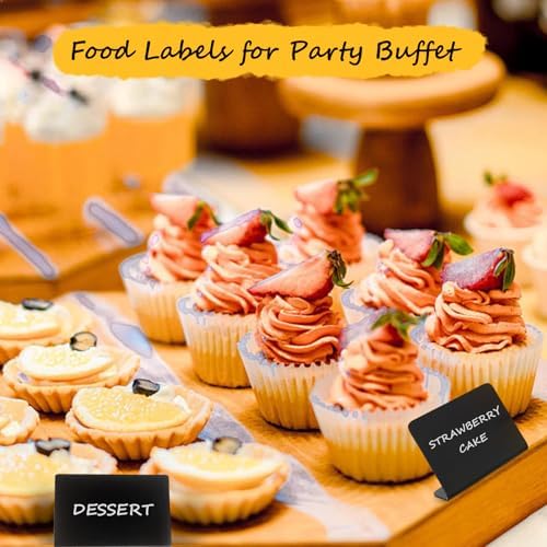 Pintuson 40 Pack Mini Chalkboard Signs for Food, Food Labels for Party Buffet, Reusable Table Signs, Food Tags, Catering Supplies Buffet Display, Place Cards, Easy to Write and Wipe - Image 4