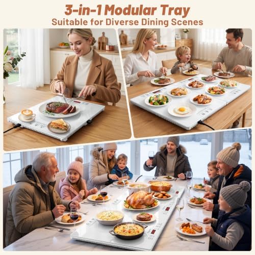 Chezerra Electric Warming Tray, 3-in-1 Food Warmer for Buffets Party, White - Image 2