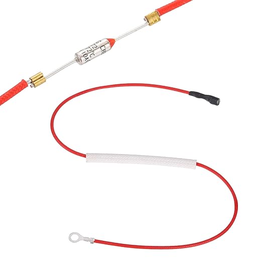 MECCANIXITY Universal Rice Cooker Temperature Fuse, 172°C 10A 250V Metal Thermal Fuse with Terminal and Ring Terminal Fiberglass Sleeving for Electric Pressure Cooker Repair Part