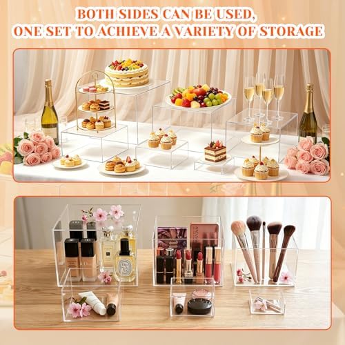 6 Pcs Clear Acrylic Buffet Risers & Dessert Table Food Display Stand Set - Image 6