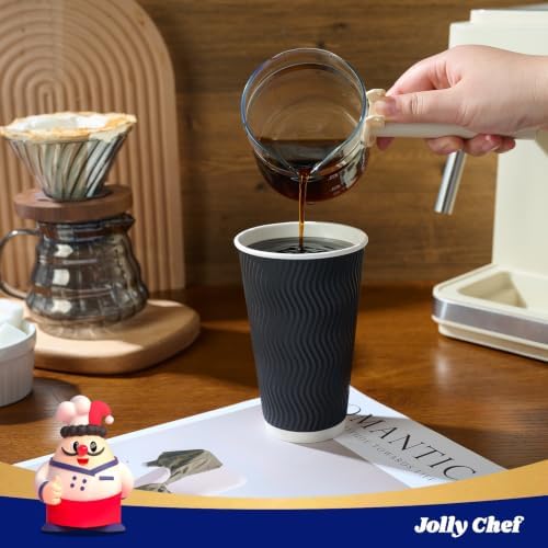 JOLLY CHEF Paper Coffee Cups 16 oz 90 Pack Insulated Paper Cups Black - Image 4