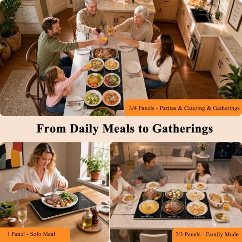 FYY Electric Warming Tray - 4-Panel Food Warmers for Parties Buffet Black - Image 2