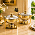 Chafing Dishes for Buffet, Cookriva 2 Pack 6QT Round Stainless Steel, Gold by Unknown