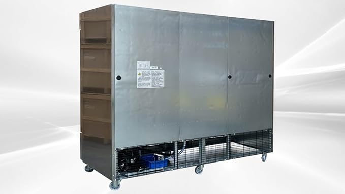 Commercial Freezer 3-doors Solid Reach in Upright Bottom NSF Mounted Stainless Steel 82" Width, Capacity 65 Cuft, Restaurant Quality Kitchen Cold -8°F