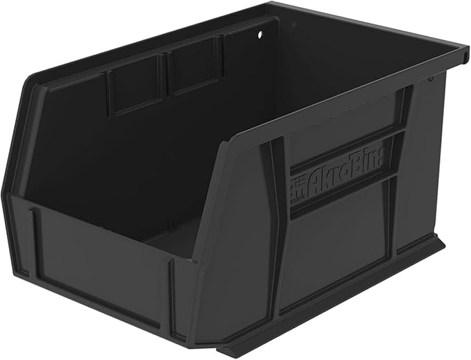 Akro-Mils 30237 AkroBins Plastic Storage Bins, Space-Saving Stackable Bins for Garage, Pantry, Craft Organization, 9-" x 6-" x 5-", Black, 12-Pack