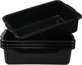 4-Pack 32 L Commercial Bus Tub, Rectangular Plastic Wash Basin Tub, Black