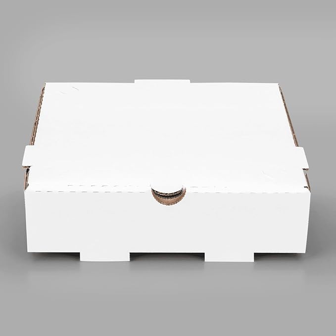 Karat Pizza Boxes 8" x 8" [50 Pack] White Corrugated Boxes | Ventilated, Grease-Resistant, Durable for Pizza or Mailing Use