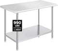 OSTBA Stainless Steel Table for Prep & Work 24x48 Inches, NSF Metal Commercial Heavy Duty Table with Adjustable Undershelf and Adjustable Foot for Restaurant Kitchen Home and Hotel