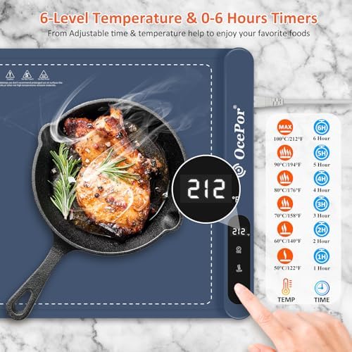 Warming Mat for Food,24"x15" Large Food Warmer Mats for Countertop (Blue) - Image 3