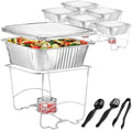 Complete Chafing Dish Buffet Set (39pc) Disposable Catering Supplies- Includes Serving Utensils, 6hr Fuel cans, 6 Half Size Chafing Pans & Wire Racks- Premium Party Food Warmer Trays by StockYourHome