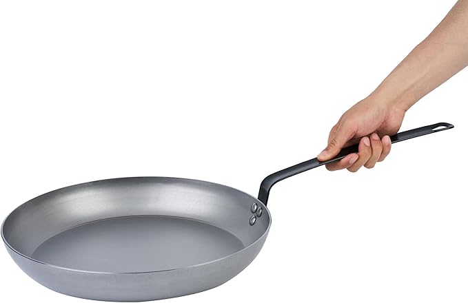 Restaurantware Met Lux 14 Inch Fry Pans, 6 No-Stick Frying Pans - Induction-Ready, Triple-Riveted, Silver Carbon Steel Cooking Skillets, Durable, For Searing, Sauteing, And Browning Food