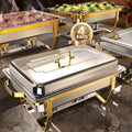 Chafing Dishes for Buffet 4 Pack, 9QT [Elegant Gold and Silver Colors] Food Warmers for Parties Buffet [Sturdy and High Grade] Chafing Dish Buffet Set for Any Party with Complete Set by ZILODE