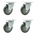 Service Caster Brand Replacement Set for Uline Casters - Swivel Top Plate Casters with 4 Inch Gray Polyurethane Wheels - Includes 4 Swivel Casters - Fits Vinyl Basket Truck 24 Bushel